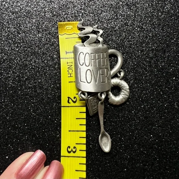 JJ Jonette Co. Pewter Coffee Lover Pin/Brooch - Picture 3 of 3